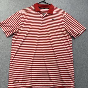 Nike Golf Dri-FIT Men's M Red White Striped Short Sleeve Polo Shirt